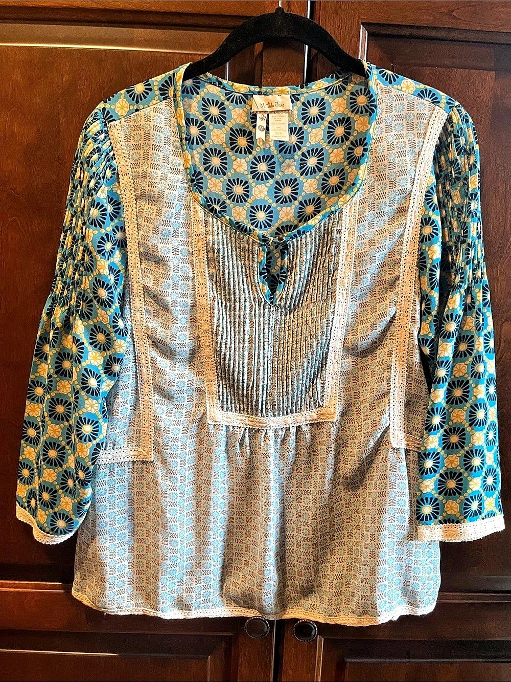 Matilda Jane Floral Tunic in Blue & White Size Medium Like New